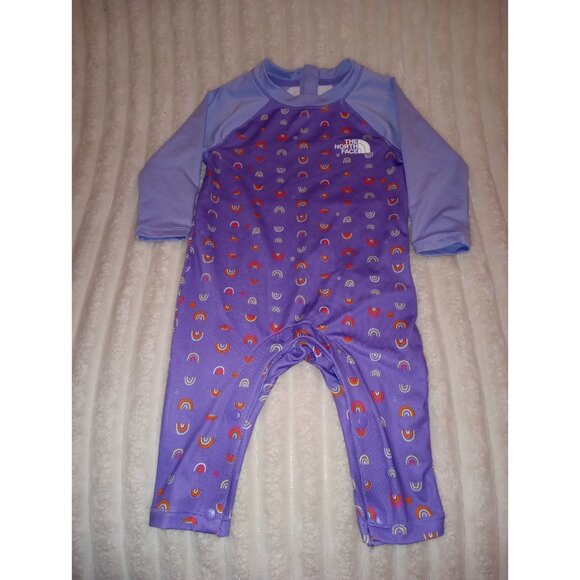 The North Face One Piece Swimsuit Baby Girl Size 3-6 Months Purple Rainbow - Picture 1 of 4